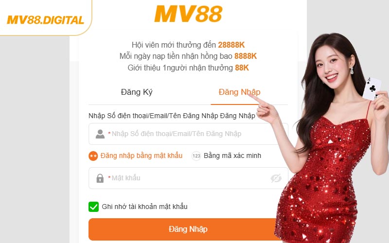 Hướng dẫn từng quy trình đăng nhập MV88